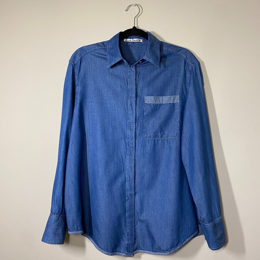 Acne Studios Addle Denim Long Sleeve Button-Up Shirt
